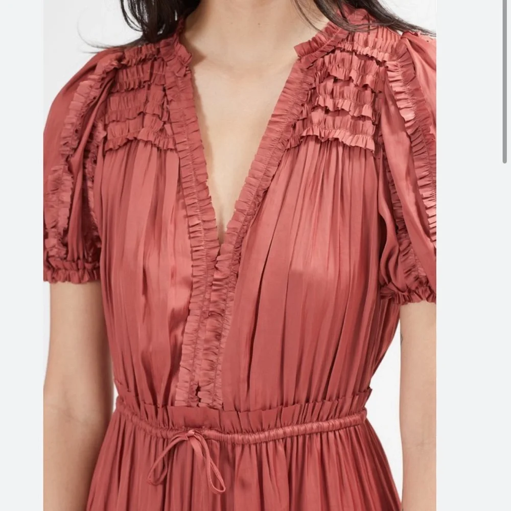 🌟Ulla Johnson Rose plissé-satin Midi Dress - Picture 7 of 12